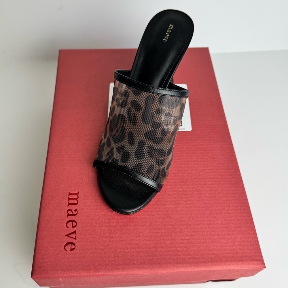 NWT Anthropologie Maeve Leopard Mesh Mule Heels Size 7